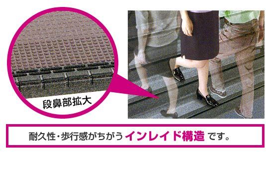 耐久性・歩行感がちがうインレイド構造です。